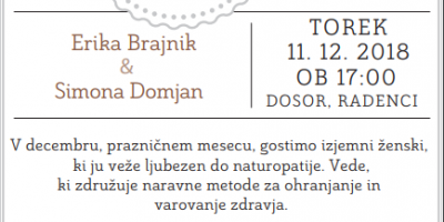Sproščen pogovor z natuopatinjama 11. 12. v DOSORju