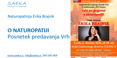 Erika Brajnik, O naturopatiji, posnetek predavanja Vrh