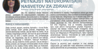 PETNAJST NATUROPATSKIH NASVETOV ZA ZDRAVJE