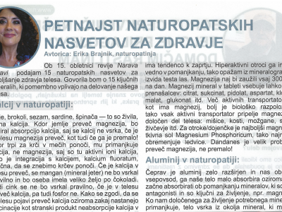 PETNAJST NATUROPATSKIH NASVETOV ZA ZDRAVJE
