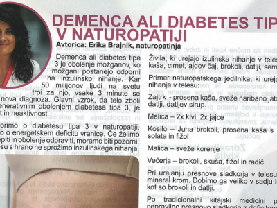 Demenca ali diabetes tipa 3 v naturopatiji