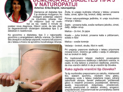 Demenca ali diabetes tipa 3 v naturopatiji