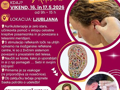 NATUROPATSKA DELAVNICA AURIKULOTERAPIJE ŽE DRUG VIKEND
