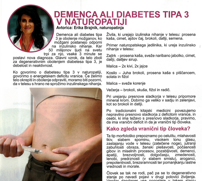 demenca ali diabetes tipa 3 v naturopatiji